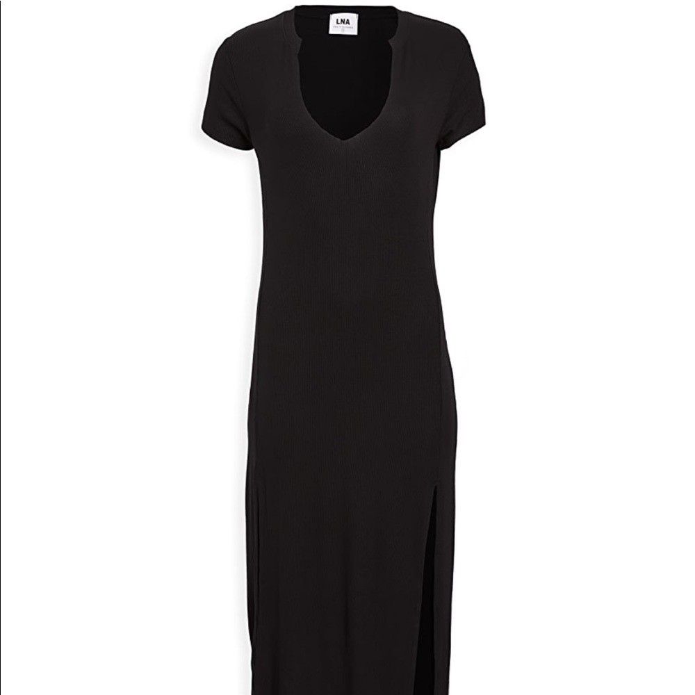 LNA short sleeve black dress
